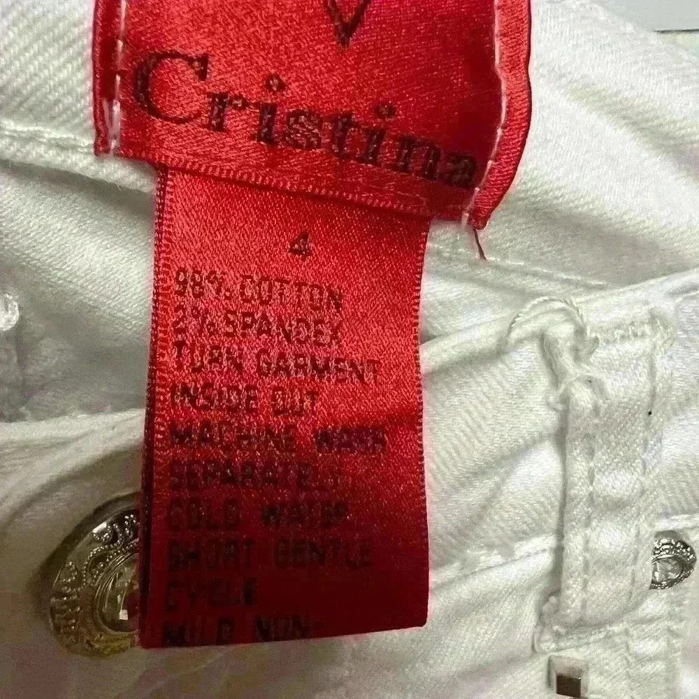 V Cristina Beaded White Jeans.  Women’s Size 4. Pre Owned, Excellent Condition - Picture 6 of 7